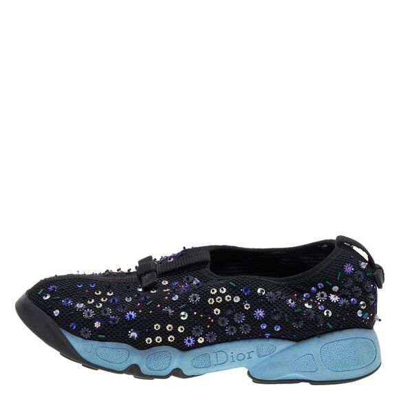 Dior Black Mesh Fusion Embellished Slip On Sneakers Size 36.5 - Picture 2 of 4